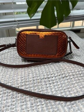 Alexandra Clancy Brown & Orange Copper Crossbody Wallet Bag - Women's Sling Bag